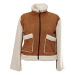 Manteau en fausse fourrure marron avec doublure crème ultra-douce