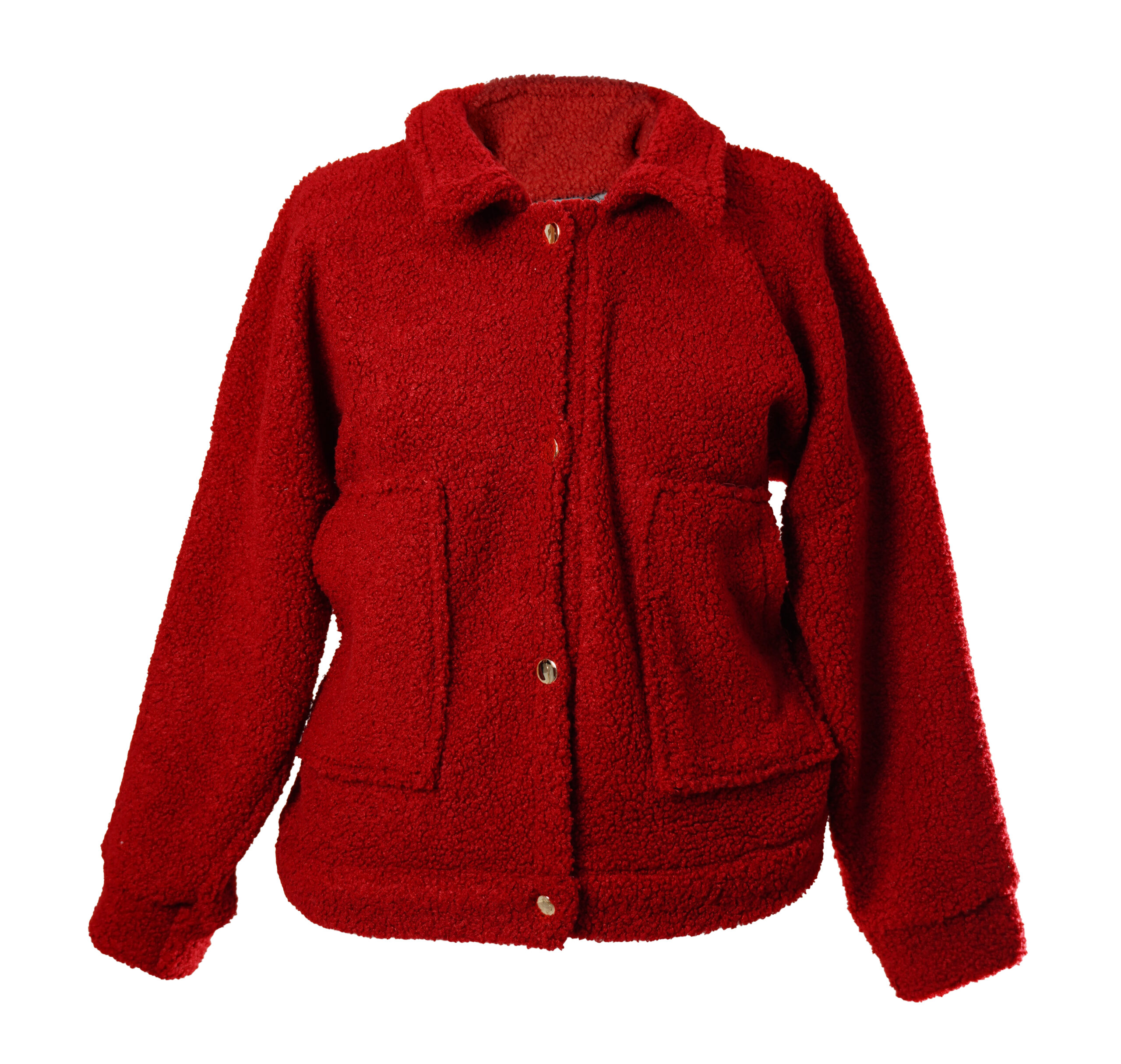 Veste ROUGE Teddy Sherpa en fausse fourrure en tunisie Veste Teddy Sherpa en fausse fourrure en tunisie