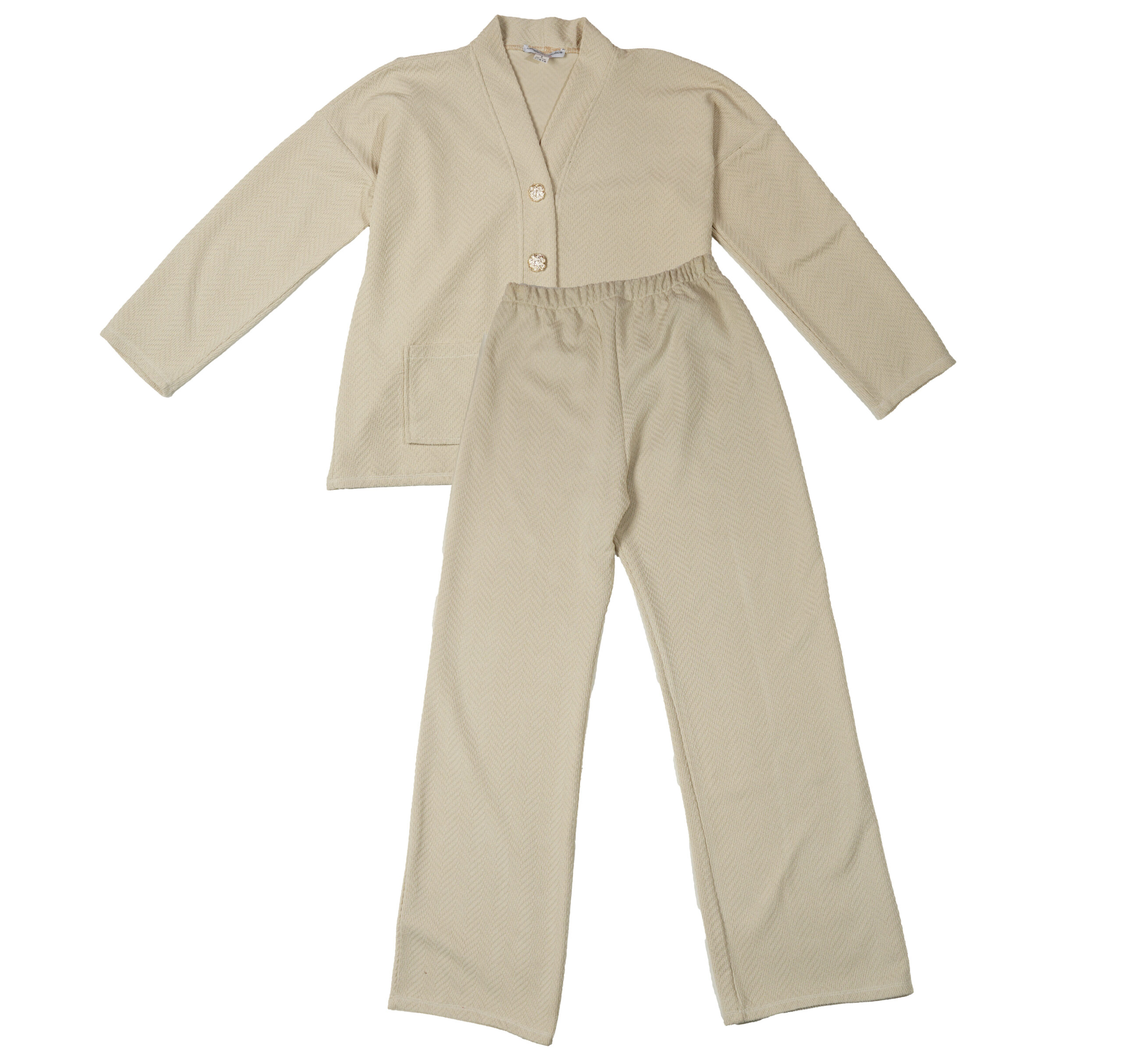 jogging en tunisie Ensemble femme beige en maille – Tunisie – Image 1