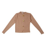 Top court en tricot côtelé Beige avec Boutons Marins Dorés