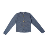 Top court en tricot côtelé Bleu avec Boutons Marins Dorés