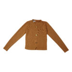 Top court en tricot côtelé Marron avec Boutons Marins Dorés