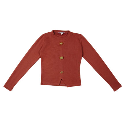 Top pull  court en tricot côtelé bordeaux,