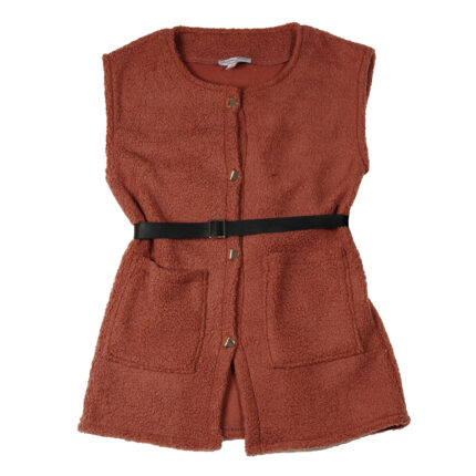 Veste Sans Manches Marron Teddy Femme – Tunisie