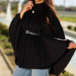 Cape Noir ultra tendance en velours de laine