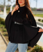 Cape Noir ultra tendance en velours de laine