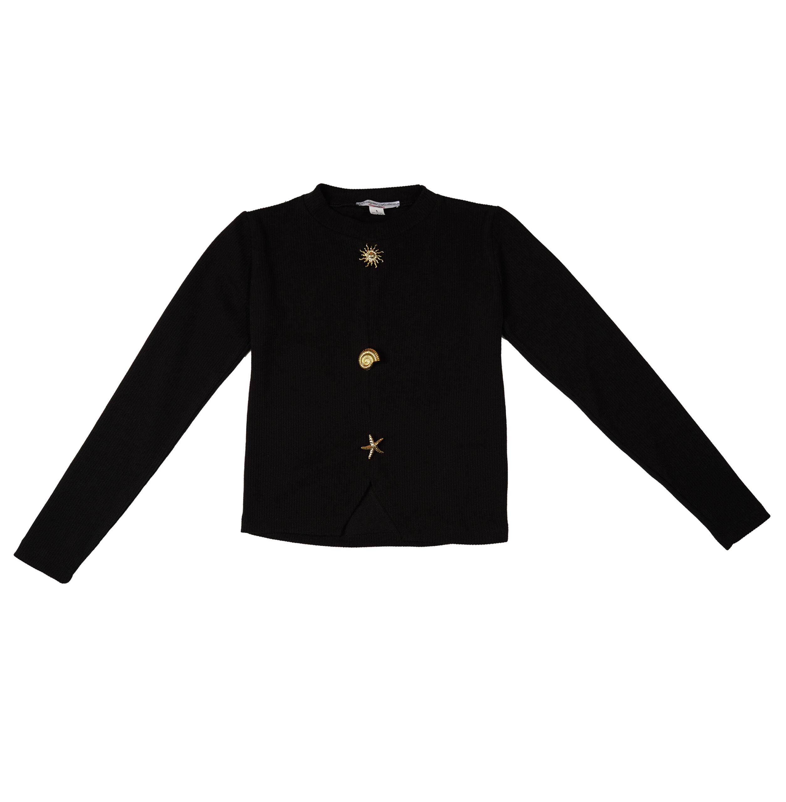 pull Pull Noir Femme à Détails Dorés – Tunisie – Image 1