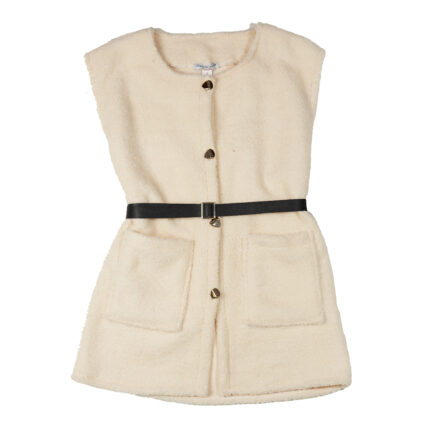 Veste Sans Manches Blanche Cassé Teddy Femme – Tunisie