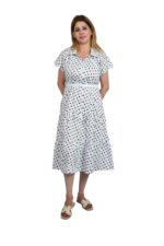 robe mi-longue à points avec une ceinture assortie 6 couleurs – Image 7