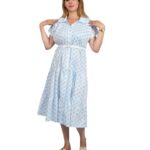 robe mi-longue à points avec une ceinture assortie 6 couleurs
