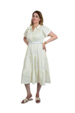 robe mi-longue à points avec une ceinture assortie 6 couleurs – Image 6