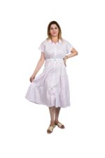 robe mi-longue à points avec une ceinture assortie 6 couleurs – Image 3