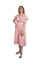 robe mi-longue à points avec une ceinture assortie 6 couleurs – Image 2